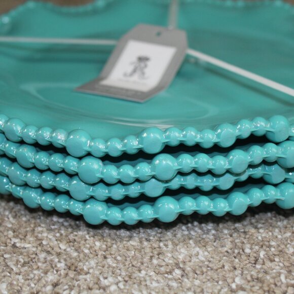 Rachel Ashwell Teal Shimmer Pearl Edge Set of 4 Melamine 11" Dinner Plates NWT - Picture 5 of 6